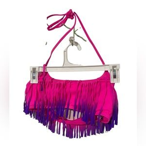 PINK fringe bikini top